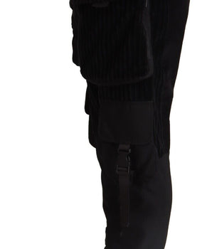 Dolce &amp; Gabbana Black Cotton Skinny Corduroy Cargo Pants
