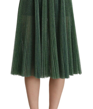 Dolce &amp; Gabbana Falda midi plisada de corte a verde metalizado