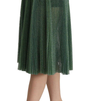 Dolce &amp; Gabbana Falda midi plisada de corte a verde metalizado