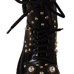 Dolce & Gabbana Black Crystal-Studded Formal Boots