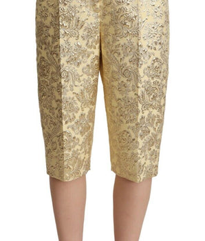 Dolce &amp; Gabbana Elegantes pantalones cortos beige de cintura alta