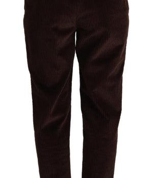 Dolce &amp; Gabbana Elegante pantalón burdeos de pana de cintura alta