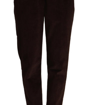 Dolce &amp; Gabbana Elegante pantalón burdeos de pana de cintura alta