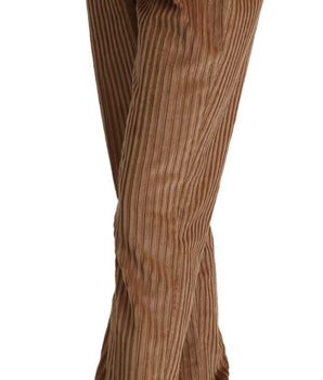 Dolce &amp; Gabbana Elegantes pantalones cónicos de pana de cintura alta