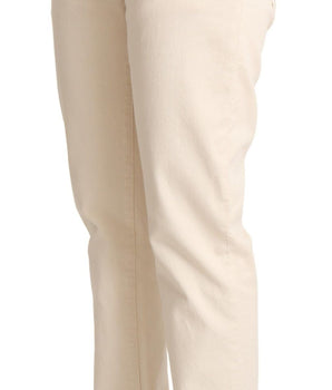 Dolce &amp; Gabbana Vaqueros boyfriend ajustados blancos elegantes con placa con logo