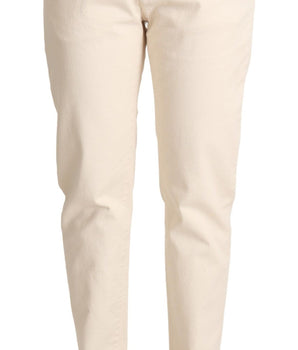 Dolce &amp; Gabbana Vaqueros boyfriend ajustados blancos elegantes con placa con logo