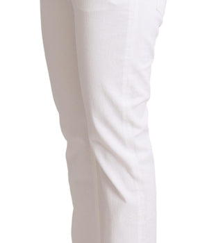 Dolce &amp; Gabbana Vaqueros vaqueros tapered blancos elegantes con parche del logo