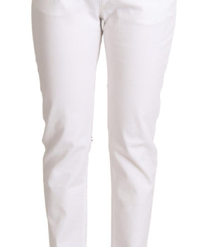 Dolce &amp; Gabbana Vaqueros vaqueros tapered blancos elegantes con parche del logo