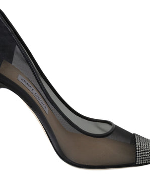 Jimmy Choo Elegant Black Mesh Crystal Pumps