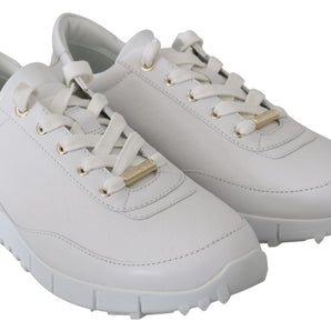 Jimmy Choo Elegant White Leather Sneakers Jimmy Choo 