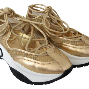 Jimmy Choo Golden Glamour Mesh Leather Sneakers Jimmy Choo 