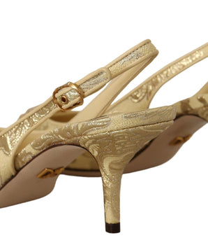 Dolce &amp; Gabbana Gleaming Gold Crystal Slingback Heels