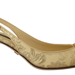 Dolce &amp; Gabbana Tacones con tira trasera y cristales dorados relucientes