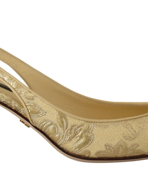Dolce &amp; Gabbana Gleaming Gold Crystal Slingback Heels