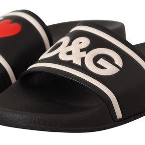 Dolce &amp; Gabbana Elegant Black Leather Slide Sandals for Her