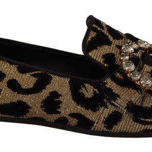 Dolce &amp; Gabbana Elegantes mocasines con gemas de cristal y leopardo