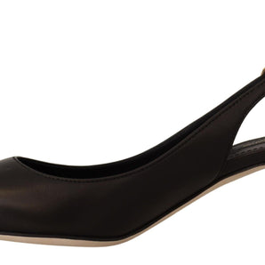 Dolce &amp; Gabbana Elegant Black Leather Slingbacks Heels