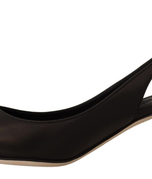 Dolce & Gabbana Black Leather Slingbacks Heels Pumps Shoes