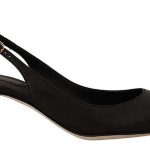 Dolce &amp; Gabbana Elegant Black Leather Slingbacks Heels