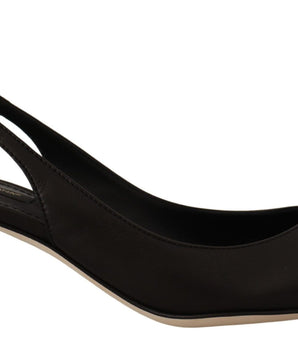 Dolce & Gabbana Black Leather Slingbacks Heels Pumps Shoes