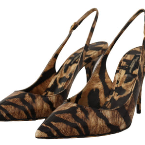 Dolce &amp; Gabbana Tiger Pattern Slingback Heels Pumps