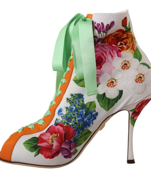 Dolce &amp; Gabbana Floral Open Toe Jersey Heels