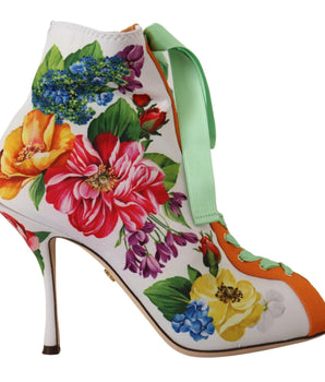 Dolce &amp; Gabbana Floral Open Toe Jersey Heels