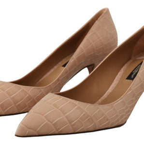 Dolce &amp; Gabbana Elegant Beige Leather Pumps