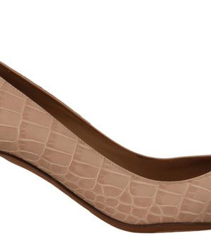 Dolce & Gabbana Beige Leather Pointed Heels Pumps Shoes