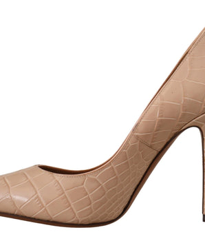 Dolce & Gabbana Beige Leather Bellucci Heels Pumps Shoes