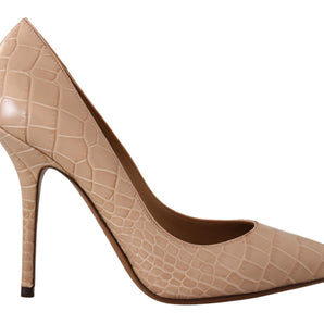 Dolce &amp; Gabbana Elegant Beige Nude Leather Pumps