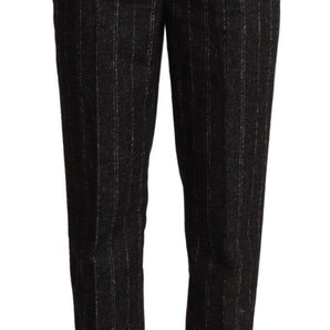 Dolce &amp; Gabbana Elegant High-Waisted Striped Tapered Pants