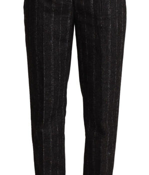 Dolce &amp; Gabbana Elegantes pantalones cónicos a rayas de cintura alta