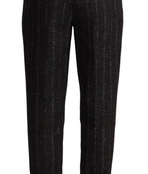 Dolce &amp; Gabbana Elegantes pantalones cónicos a rayas de cintura alta