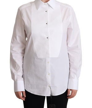 Dolce &amp; Gabbana Elegante Camisa De Vestir De Popelina Blanca