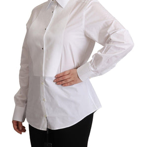 Dolce &amp; Gabbana Elegante Camisa De Vestir De Popelina Blanca