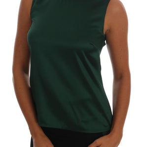 Dolce &amp; Gabbana Top de seda sin mangas en verde oscuro