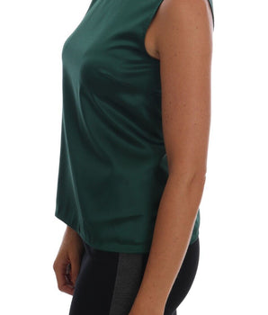 Dolce &amp; Gabbana Top de seda sin mangas en verde oscuro