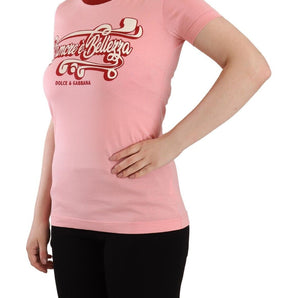 Dolce &amp; Gabbana Chic Pink Logo Crew Neck Tee