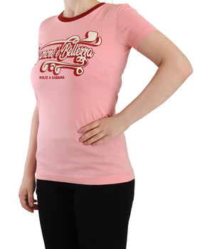 Dolce &amp; Gabbana Camiseta elegante con cuello redondo y logo rosa