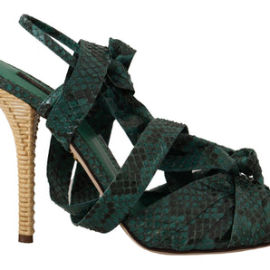 Dolce &amp; Gabbana Elegantes tacones de tiras de pitón verde