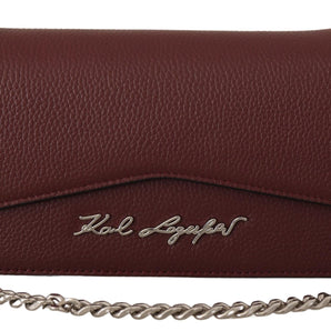 Karl Lagerfeld Elegant Wine Leather Evening Clutch