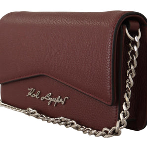 Karl Lagerfeld Elegant Wine Leather Evening Clutch