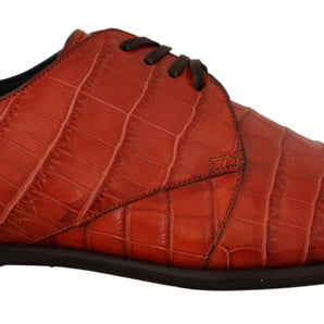 Dolce & Gabbana Exquisite Exotic Croc Leather Lace-Up Dress Shoes