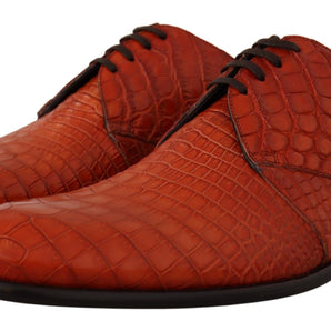 Dolce &amp; Gabbana Exotic Orange Croc Leather Laceup Dress Shoes