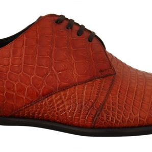 Dolce &amp; Gabbana Exotic Orange Croc Leather Laceup Dress Shoes