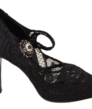 Dolce &amp; Gabbana Elegantes zapatos de tacón de aguja de encaje negro