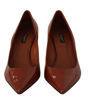 Dolce & Gabbana Brown Kitten Heels Pumps Patent Leather Shoes