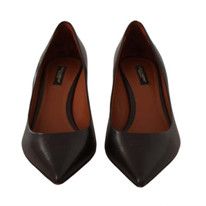 Dolce &amp; Gabbana Elegant Brown Leather Heels Pumps