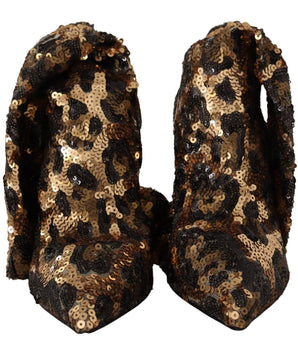 Dolce &amp; Gabbana Elegantes botas hasta la rodilla con lentejuelas de leopardo